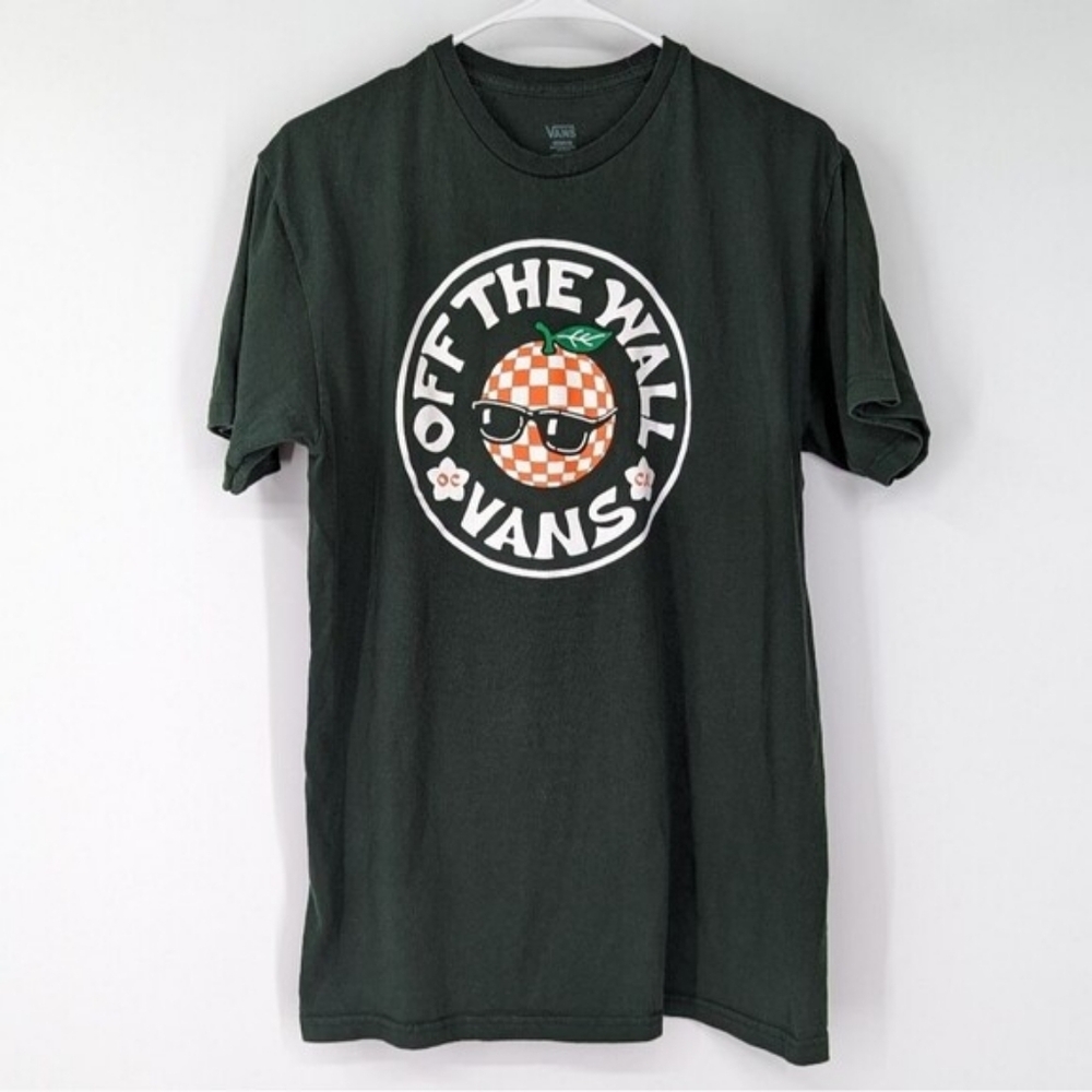 Vans Off the Wall Orange County California Dark Green Skateboard T-shirt Medium
